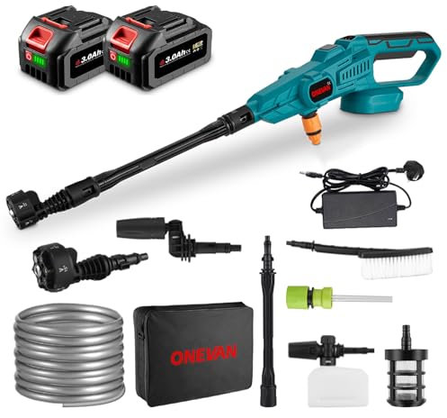 Cordless Jet Wash Car Pressure Washers - 1200PSI 6-in-1 Multi-Spray Nozzle Car Power Washers, More Convenient for Women, Children and Elderly to Use(Incl. 2 Batteries)