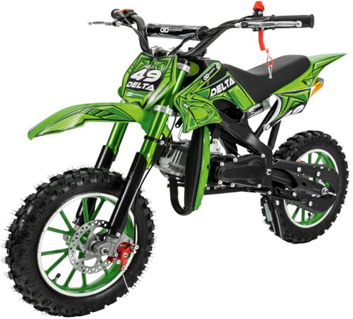 Mini Cross Mini Moto minicross minimoto ORION 49cc 2 tempi: Gas Regolabile + Easty Start + Ruote 10 + Freni a disco + Filtro Aria Sportivo + Altezza Sella ca. 60cm + Garanzia 24 mesi (COLORE VERDE)