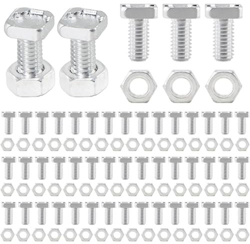 Huipalon 50 Sets Greenhouse Bolts and Nuts M6 x 12mm, Aluminium Square Head Bolts (10 * 10 mm) & Hex Nuts (Length 15mm) Greenhouse Accessories for Greenhouse Building & Repairing