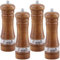 HONYUET 4PCS Wooden Salt and Pepper Grinder Set, 6 Inch Manual Wood Spice Mills Shakers with Adjustable Coarseness