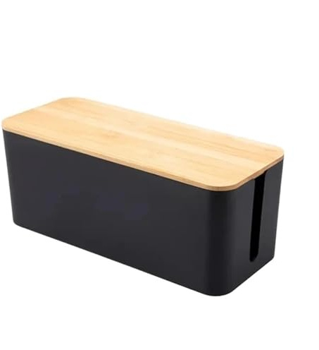 Cable Tidy Box, Power Board Wire Boxes Socket Data Cable Junction Box Plastic Storage Box(Black,S)