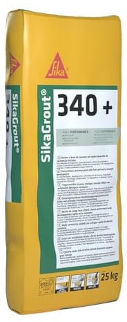 SIKA - Mortero alta resistencia - SikaGrout 340+ - 25kg | Anclaje y reparación de hormigón - Relleno de cavidades - Autonivelante - Baja huella de carbono