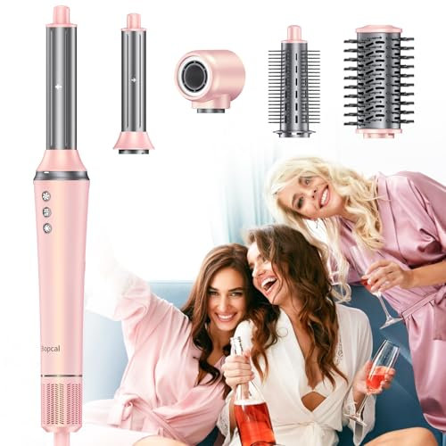 5 in 1 Airstyler Ionen Föhn, Professioneller Multifunktionaler Hairstyler, 110K U/min für Schnelles Trocknen Warmluftbürste Frizz-Free Lockenstab Automatisch Volumizing Glättung, Premium-Geschenkbox