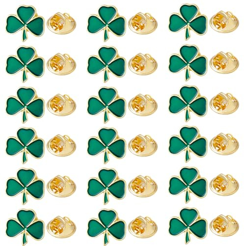 DICOSMETIC 30 Stück Emaille DREI Blatt Klee Anstecker Aus Legierung st. Patrick's Day Pins Klee Broschen Pins Goldenes Kleeblatt Pin DREI Blatt Klee Brosche Für Rucksack Kleidung Hut Dekorationen.