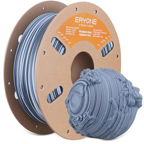 ERYONE High Speed Matte Twist PLA-Filament, 1,75 mm +/- 0,03 mm, 3D-Drucker-Filament, 1 kg Spule, schneller Farbwechsel, matt, mehrfarbig, Regenbogen-PLA, Steinsalz, flache Ader