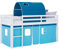 Homestyle4u Kinderbett 90x200 blau hellblau Hochbett mit Rausfallschutz Vorhang Holz Kiefer Massiv Lattenrost Betttunnel