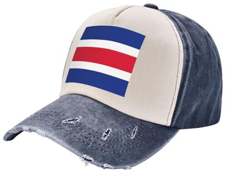 Baseballkappe mit Flagge von Costa Rica, bedruckt, Distressed Basecap, verstellbare Mütze mit klassischem Unisex-Stil für alle Jahreszeiten, Marineblau, Einheitsgröße