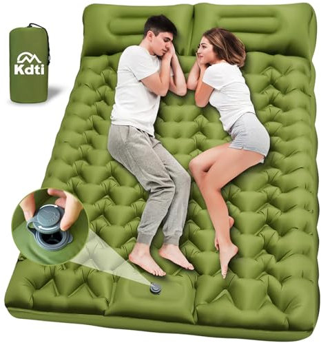 Kdti Double Sleeping Pad, Ultralight Inflatable Camping Mat, 10cm Thickness Durable Compact Sleeping Mat for 2 Persons, Waterproof Camping Aattress for Backpacking, Hiking, Tent Travel, Beaches