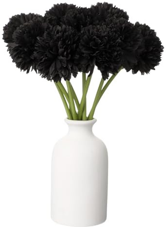 sourcing map 10pcs Artificial Chrysanthemum Ball Flowers Faux Chrysanthemum Flowers Bouquet Silk Fake Mum Flower for Home Garden Wedding Party Decoration, Black