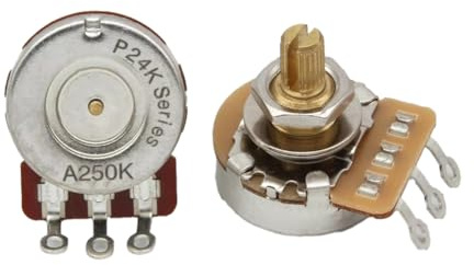 Jooehyer Guitar Potentiometers Fine 24-Spline Brass Shaft Ideal for Guitar Customization 250K