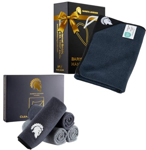 Barista Legends Barista Lappen Set Mikrofaser Tücher & Handtuch Schwarz | Extra saugstarke Mikrofasertücher für Siebträger Dampflanze und Barista Kaffee Maschine, Reinigung ohne Rückstände