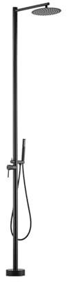 Dexinhdh Freistehende Außendusche Aus Messing Mit PVC-Schlauch (verwicklungsfrei), 2-Positionen-Drehknopf, Für Garten, Terrasse, Strand, Pool