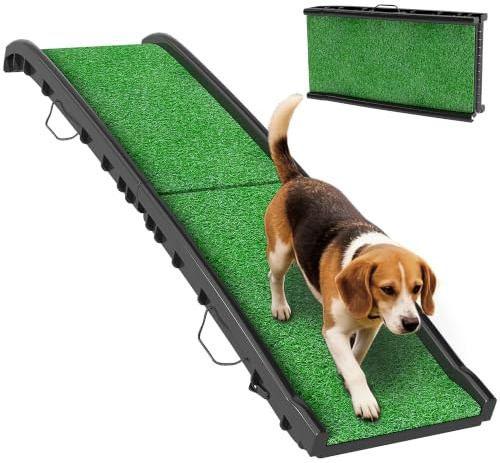 PawHut Dog Ramp for Cars Foldable Design for SUVs 155 x 38.5 x 15.5 cm | Portable Pet Ramp, Artificial Grass Anti-Slip Surface, Lightweight, for Trucks, Home