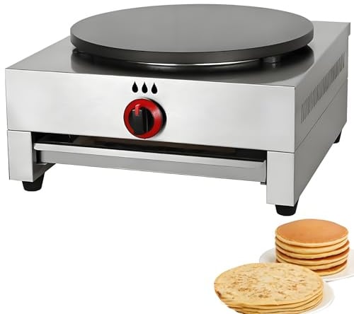 AityBuy Macchina per Crepes, Macchina per Crepes Commerciale da 15,7 Pollici, Macchina per Pancake a Gas, Piastra per Crepes Antiaderente, Macchina per Pancake, per Tortillas, Blintz
