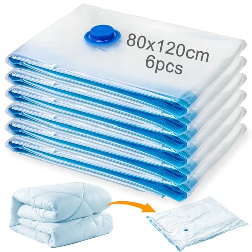 XRXYMQ 6 Stück Vakuumbeutel für Bettdecken 120 x 80 cm Wiederverwendbare | Vakuumbeutel für Kleidung Groß Staub und Wasserdicht Vacuum Bags for Clothing Platzsparende