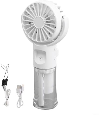 Ventilatore nebulizzatore portatile ricaricabile con 4 velocità e bottiglia spray d'acqua portatile USB C ventilatore da scrivania per bambini studenti ufficio viaggi all'aperto estate bianco