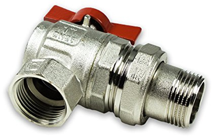 Messing Kugelhahn Winkelform mit Flügelgriff & Verschraubung 1/2''IG - 1/2''AG [DN15-DN15]