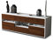 Stil.Zeit TV Schrank Lowboard Annamaria, Korpus Weiss matt, Front Holz Design Walnuss (135x49x35cm), Push to Open Technik & Leichtlaufschienen