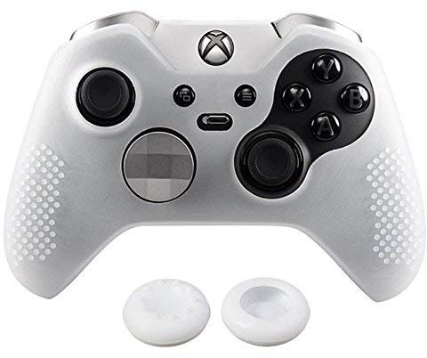 Funda Protectora de Silicona Suave Antideslizante Skins + Barra de Pulgar analógica CapCover Grip Thumbsticks Joystick para Xbox One Elite Controller Clear White