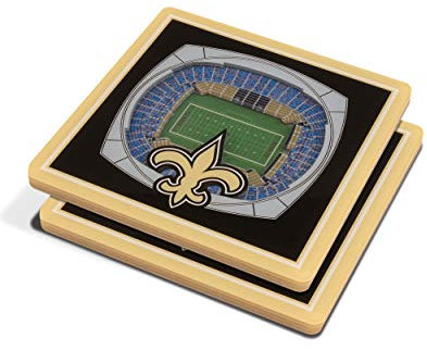 YouTheFan NFL 3D Team StadiumViews 4x4 Coasters - Set of 2, New Orleans Saints, 4 x 4, Team Color