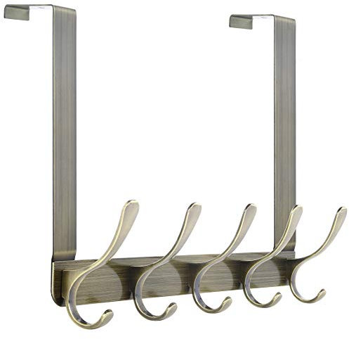 SKOLOO Over The Door Hook, Coat Hooks for Hanging Clothes, Towels, Coats, Hats, Over The Door Towel Hook, Bronze, Assembly Required