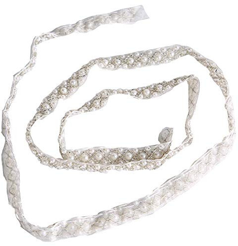 Perle Perlen Lace Trim Ribbon Edge weiße Kante Trimmen Stoff gestickte Applikation Nähen Handwerk Hochzeit Brautkleid Schärpe Gürtel DIY [Große kleine Perlenspitze]Borten mit