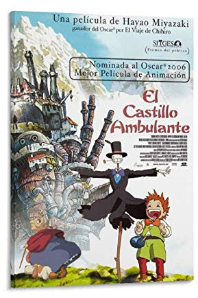 weqwe Anime Howls Moving Castle 2 Leinwand-Kunst-Poster und Wandkunstdruck, modernes Familienschlafzimmerdekor, 60 x 90 cm