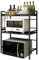 Luchs – Mikrowellen Ständer/Regal, Mikrowellenhalterung, Mikrowellenständer, Mikrowellen Ständer/Organizer mit 3 Haken, Microwave Holder/Rake grössenverstellbar (Schwarz, Gora 3 Ebenen)