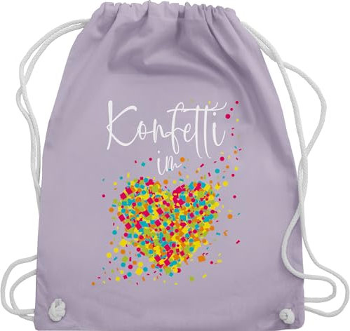 Turnbeutel Rucksack - Karneval & Fasching - Taschen - Konfetti im Herzen I - Unisize - Pastell Lila - kamelle tasche karnevalsbeutel faschings köln stoffbeutel für wurfmaterial karnevalstasche