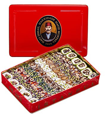 Hafiz Mustafa 1864 Istanbul, Turkish Delight, Dessert Snacks, Pistachio, Hazelnut, Walnut, Fig, Orange, Pomegranate, Kiwi, Honey, Milk - Turkish Sweets Tray Gift Ideas for Birthday, Christmas