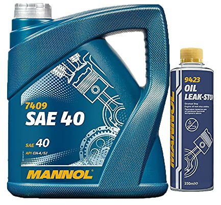 4l, MANNOL 7409 SAE 40 API CH-4/SJ + Oil Leak-Stop Öl Verlust Zusatz 250ml