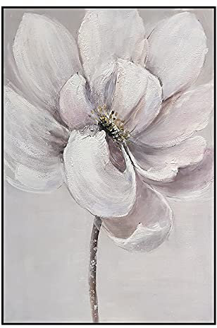 Tableau Peinture Huile sur Toile,Rose Contemporain Fleur De Lotus Fleur Texture Verticale Grandes Peintures À l'huile Art Moderne Abstrait AR Twork Toile Mur Art Peintures Salon Chambre Décor À L