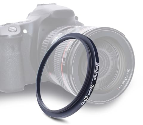 52 mm - 62 mm Step-Up-Ring für Filter, kompatibel mit allen Marken, Durchmesser 52 mm Objektiv bis Ø62 mm UV ND CPL Kamerafilter. Hergestellt aus CNC-gefräst.