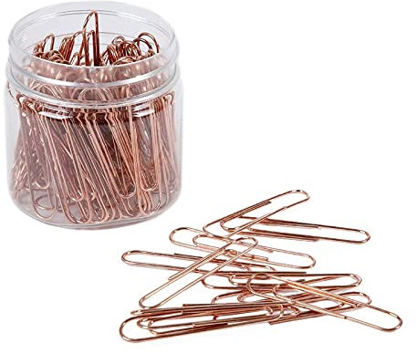 Egurs Lot de 100 trombones de 50 mm - Pour l'école, le bureau, l'organisation de fichiers personnels - Or rose
