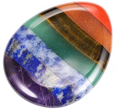 CrystalTears Chakra Worry Stone for Anxiety Stress Relife Healing Crystal Thumb Worry Stones for Adults 7 Chakra Healing Crystals Gemstones for Meditation Yoga Crystal Gifts