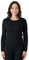 LAPASA Damen 100% Merinowolle Thermo Unterhemd, Premium Merino Wolle Thermounterwäsche, warmes Rundhals Langarmshirt Langarmpullover (L48), Schwarz, XS