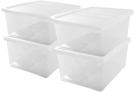 Iris Ohyama, 4er-Set Aufbewahrungsboxen mit Deckel NCB-40-4x 40 L - L54 x B39.5 x H24.5 cm - Transparent