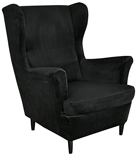 Mingfuxin Ohrensessel Überzug, 2-Teiliges Set Stretch Ohrensessel Kissen Sofa Schonbezüge, Samt Sessel-Überwürfe Flügel zurück Sesselbezüge Möbelschutz für Wohnzimmer Schlafzimmer Hotel