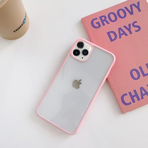 EKAM Clear Back Case for iPhone 13 Pro Max - Soft Slim Fit Full-Around TPU Protective Case Anti-scratch Shockproof Flexible Silicone Bumper Cover for iPhone 13 Pro Max - 6.7 Inch (Pink)
