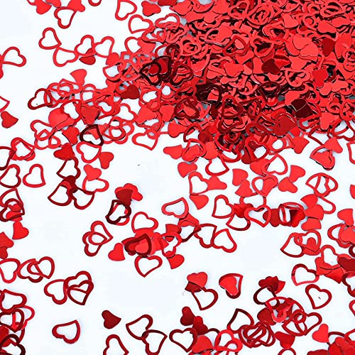 Catelves Herz Konfetti Hochzeit, Streudeko Hochzeit, Etwa 600-700 Stück Konfetti Rot Geburtstag, Glitter Tischkonfetti, Hochzeit Herz Konfetti Tisch Deko für Hochzeit Geburtstag Feier Jubiläum(Rot)