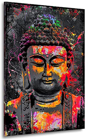 Kunstgestalten24 Aludibond Bild Buddha Pop Art Wandbild Kunstdruck Loungedeko XXL