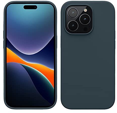 kwmobile Handyhülle für iPhone 14 Pro Hülle, für iPhone 14 Pro Case - Hülle Silikon - kabelloses Laden - Dunkler Schiefer