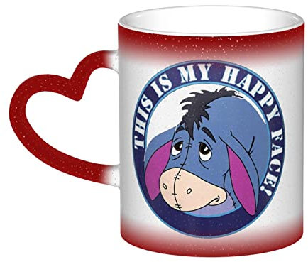 Kaffeetasse für I-Ah Lustige Kaffeetasse mit personalisierter wärmeempfindlicher Tasse, Farbwechsel-Becher Rot