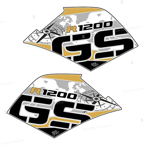 n.2 Adesivi 3D Protezioni Serbatoio Laterali compatibile con/sostitutivo per BMW R 1200 GS ADVENTURE 2006-2013 (Giallo)