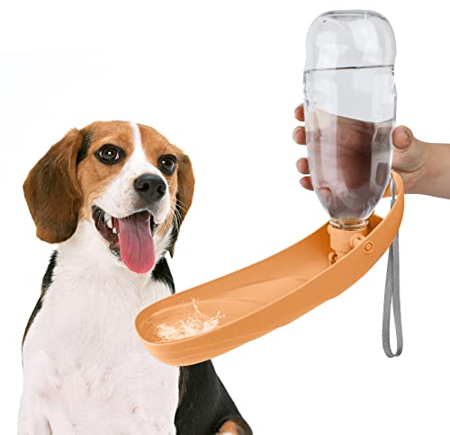 NAMSAN Dog Drinking Bottle 550ML Accesorios de Playa para Perros y Gatos Bebedero Plegable Fácil de Transportar para Actividades al Aire Libre - Naranja
