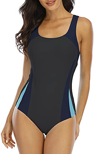 Halcurt Badeanzug Damen Bauchweg Einteiler Figurformend Schwimmanzug Sport Bademode Sexy Push Up Swimsuit S