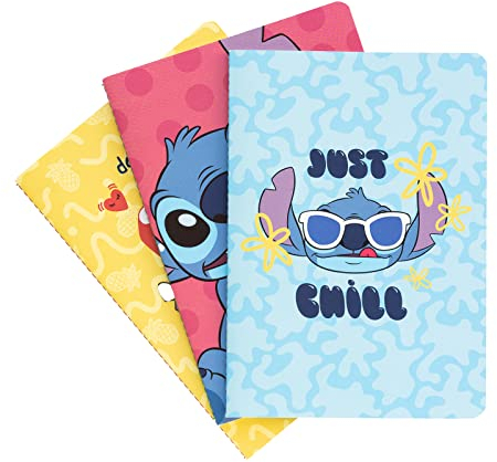 Grupo Erik Disney Stitch Tropical 3er Pack Notizbücher A5 - Notizbuch klein A5-1 Notizbuch Liniert 1 Notizbuch Dotted 1 Notizbuch Blanko - Notizblock A5