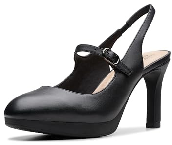 Clarks Zapatos de tacón Ambyr 2 Grace para Mujer, Cuero Negro, 38 EU