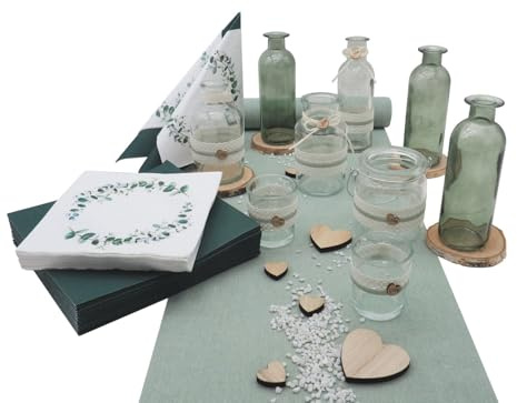 ZauberDeko Tischdeko Herz Salbei Eukalyptus Holz Creme Hochzeit 20 Personen