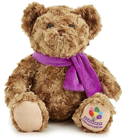 Zappi Co Happy Birthday Classic Soft Bear (28-30 cm) Childrens Stuffed Soft Cuddly Safari animals Collection Plush Teddy New Born Child First kid